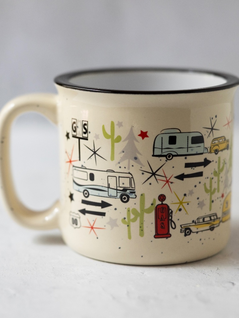Camp Casual CC-004C / CC-004W Mug (Wanderlust White), 15 Oz Retro Camper Mug